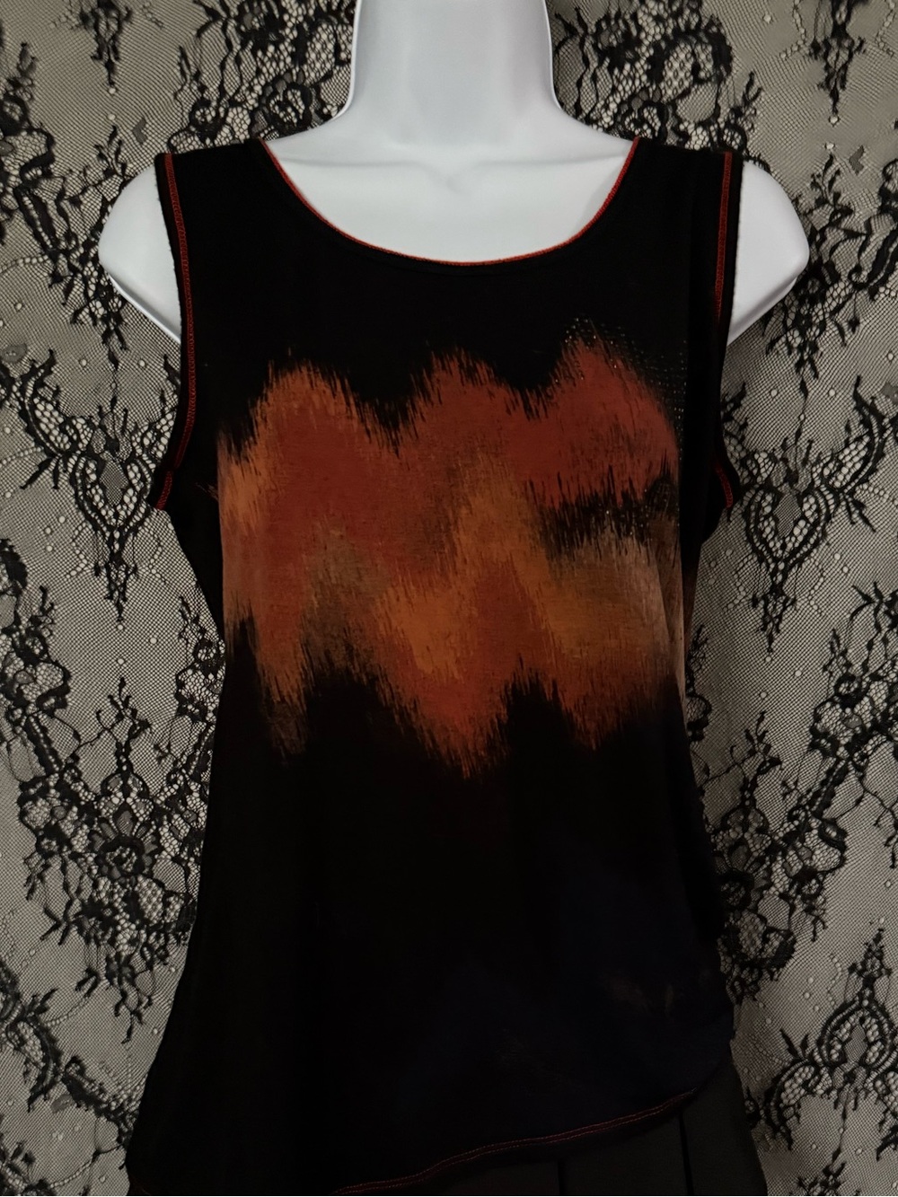 Vanilla Sugar Y2K black & orange tie-dye tank top M